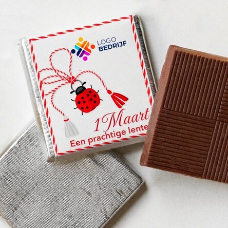 Gepersonaliseerde mini-chocolade met logo en tekst