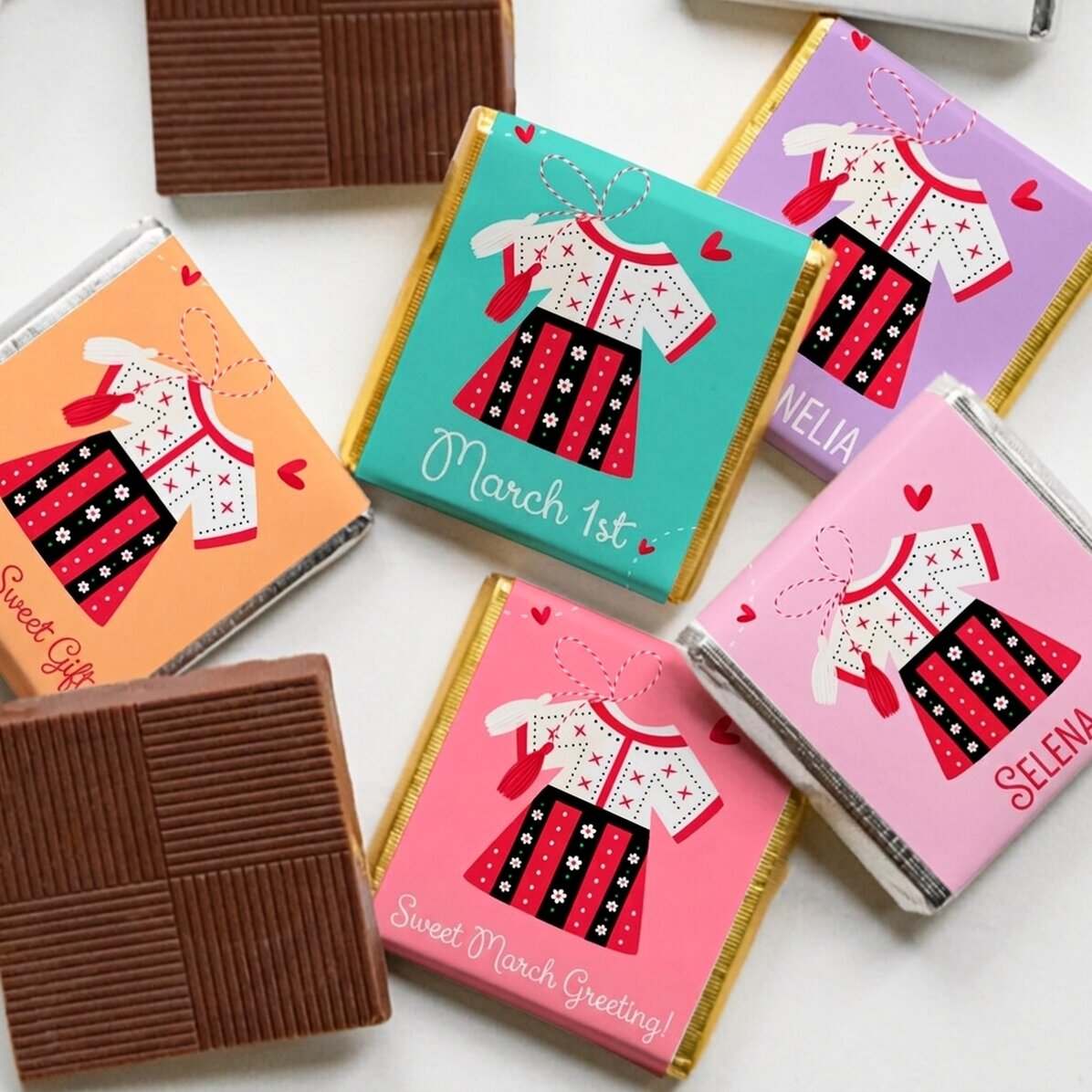 Gepersonaliseerde mini-chocolade met naam - 1 maart