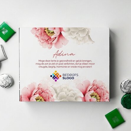 Gepersonaliseerde bonbondoos met logo en boodschap - Mooie lente