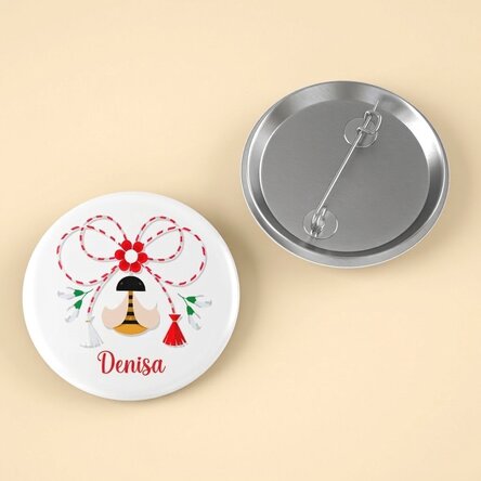 Gepersonaliseerde button met de tekst ‘bijtje’