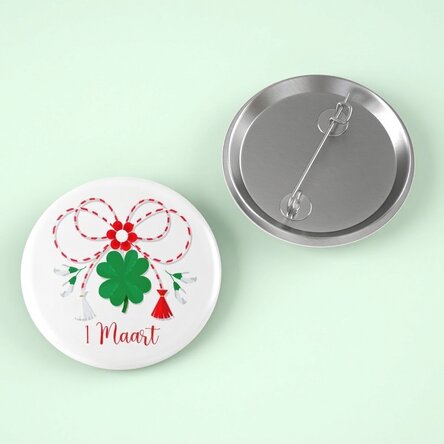 Gepersonaliseerde button met klavertje-tekst