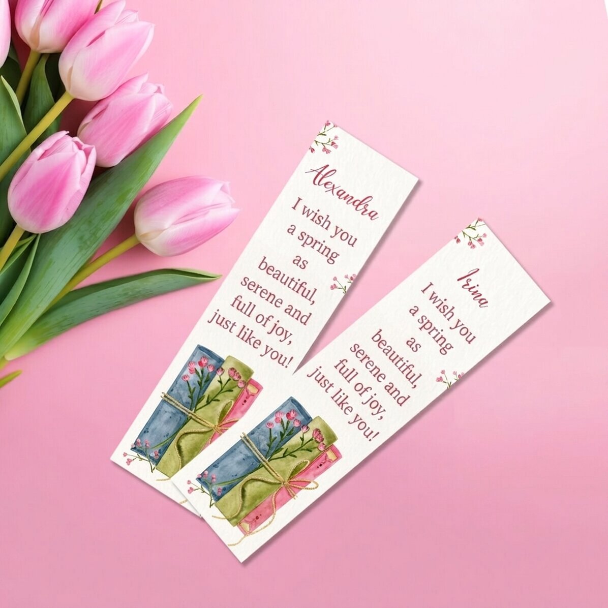 Gepersonaliseerde boekenlegger met boodschap - Spring