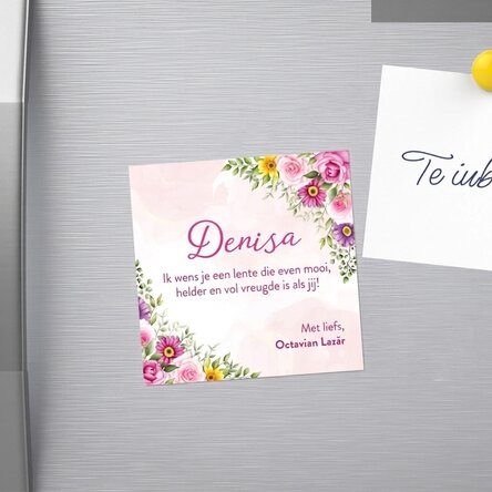 Gepersonaliseerde magneet van 10x10 met tekst - Wat een mooie lente!