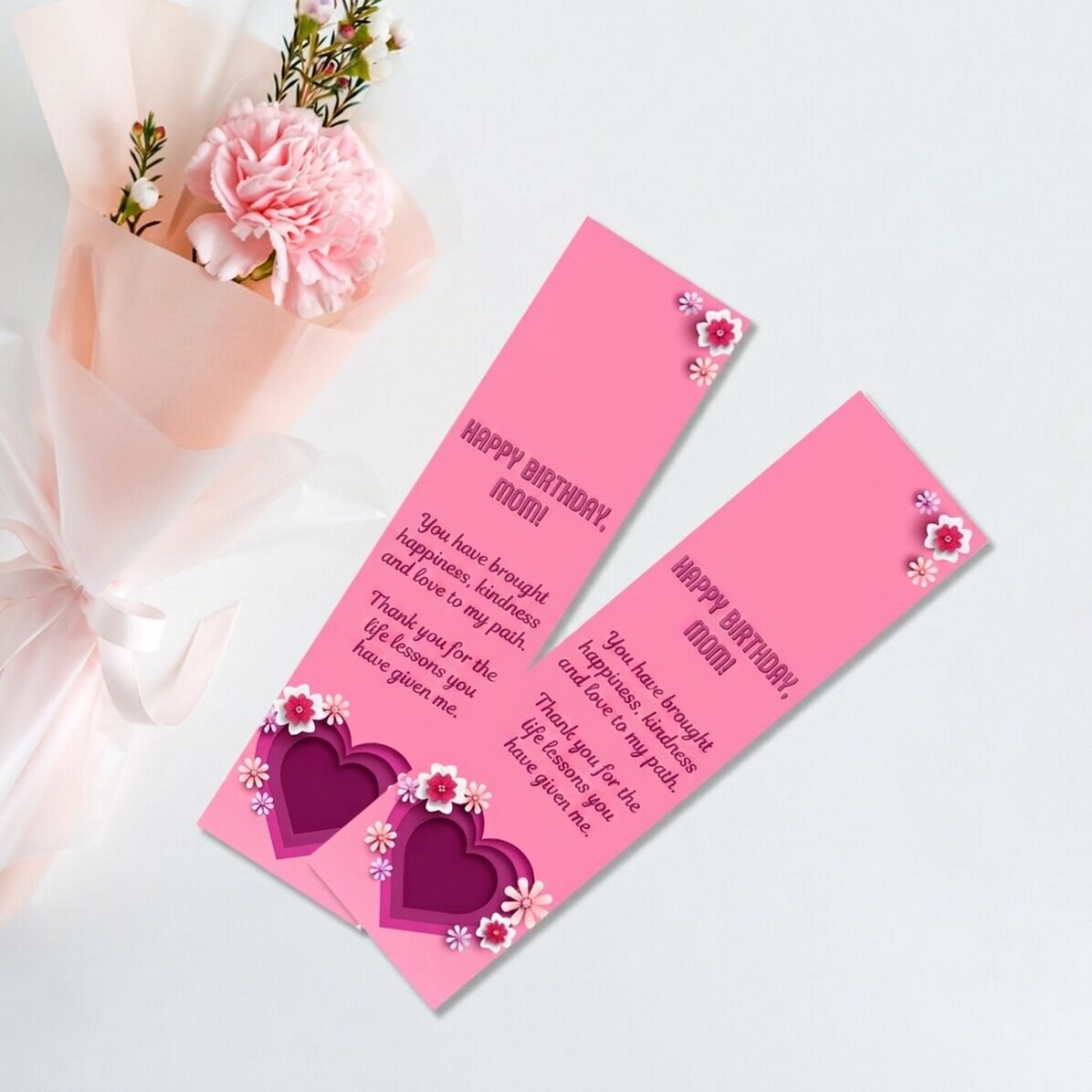 Gepersonaliseerde boekenlegger met boodschap - Roze hartje