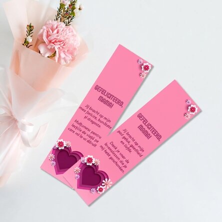 Gepersonaliseerde boekenlegger met boodschap - Roze hartje