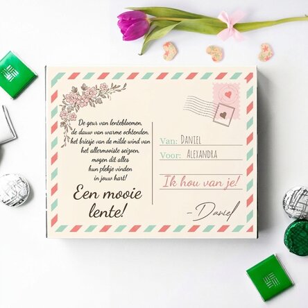 Gepersonaliseerde bonbonnière met tekst - Vooraanzicht
