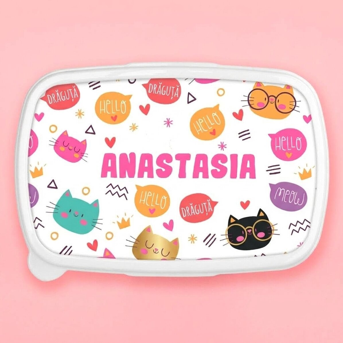 Lunchbox, op maat gemaakte lunchbox met naam - Hello cuties