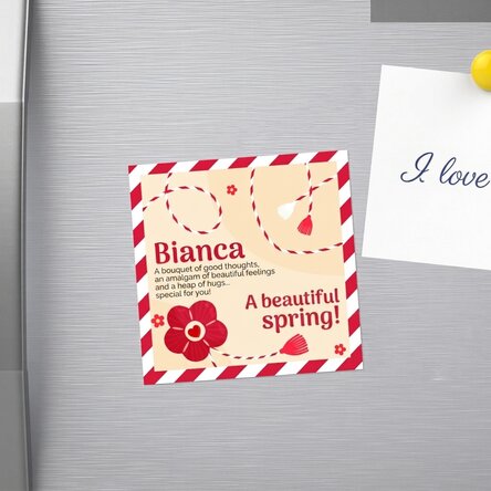 Magnet 10x10, gepersonaliseerd met naam en boodschap