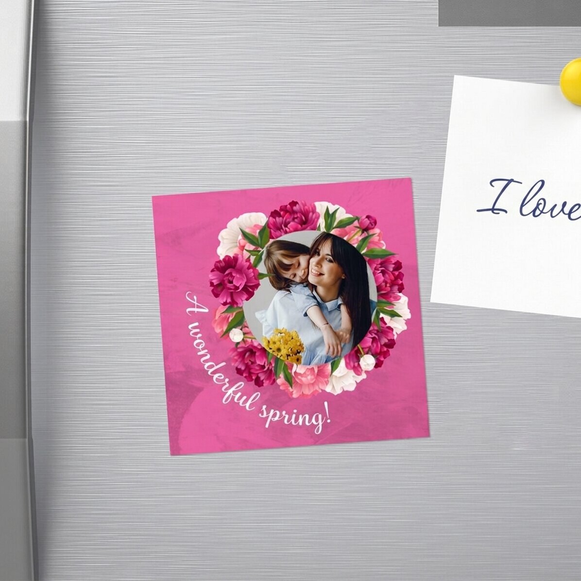 Gepersonaliseerde magneet met foto en tekst - Een mooie lente