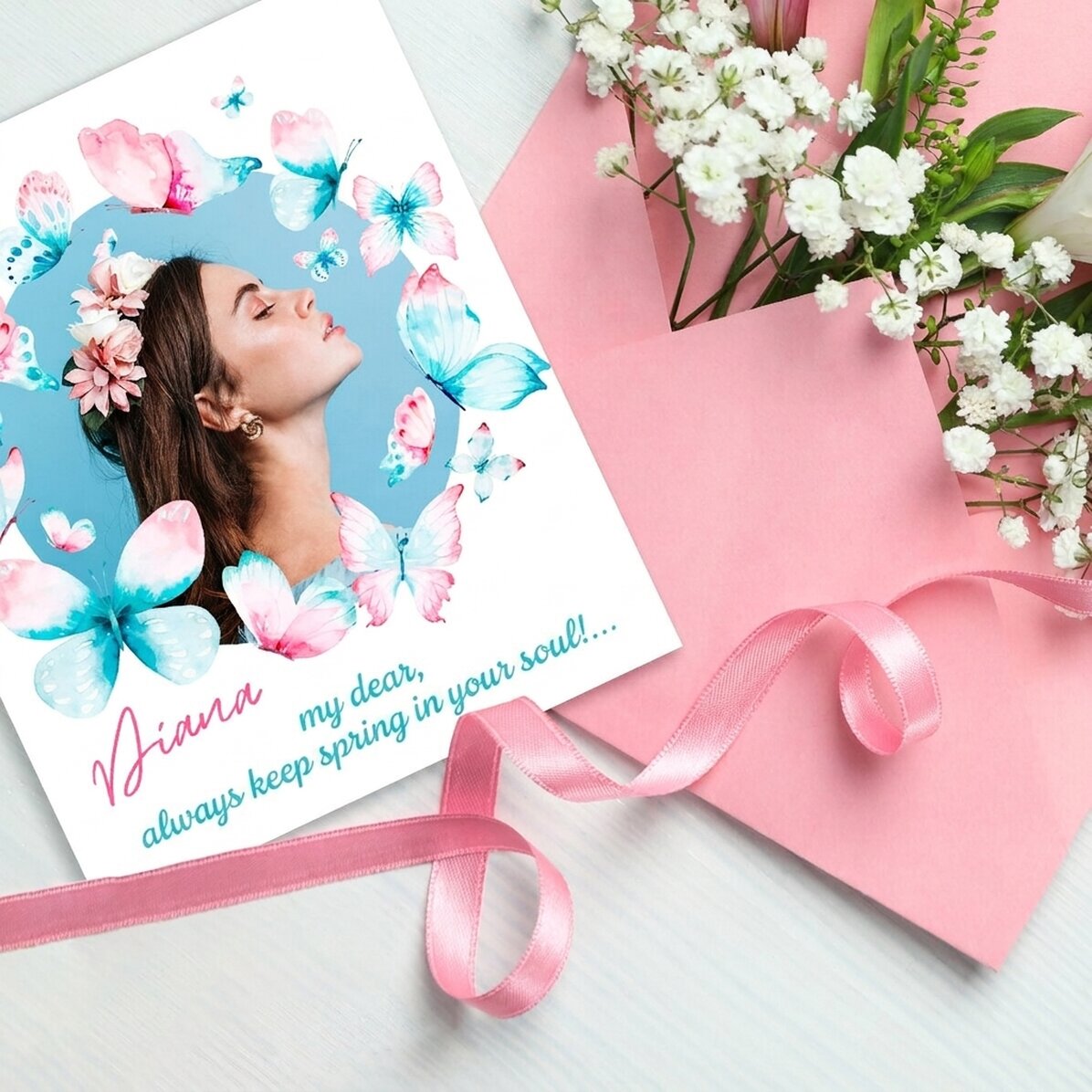 Gepersonaliseerde foto van 10 x 12 cm met tekst - Vlinders