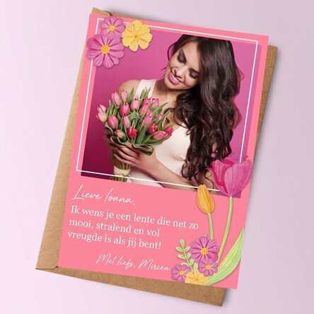 Gepersonaliseerde kaart met een foto en tekst - Lente