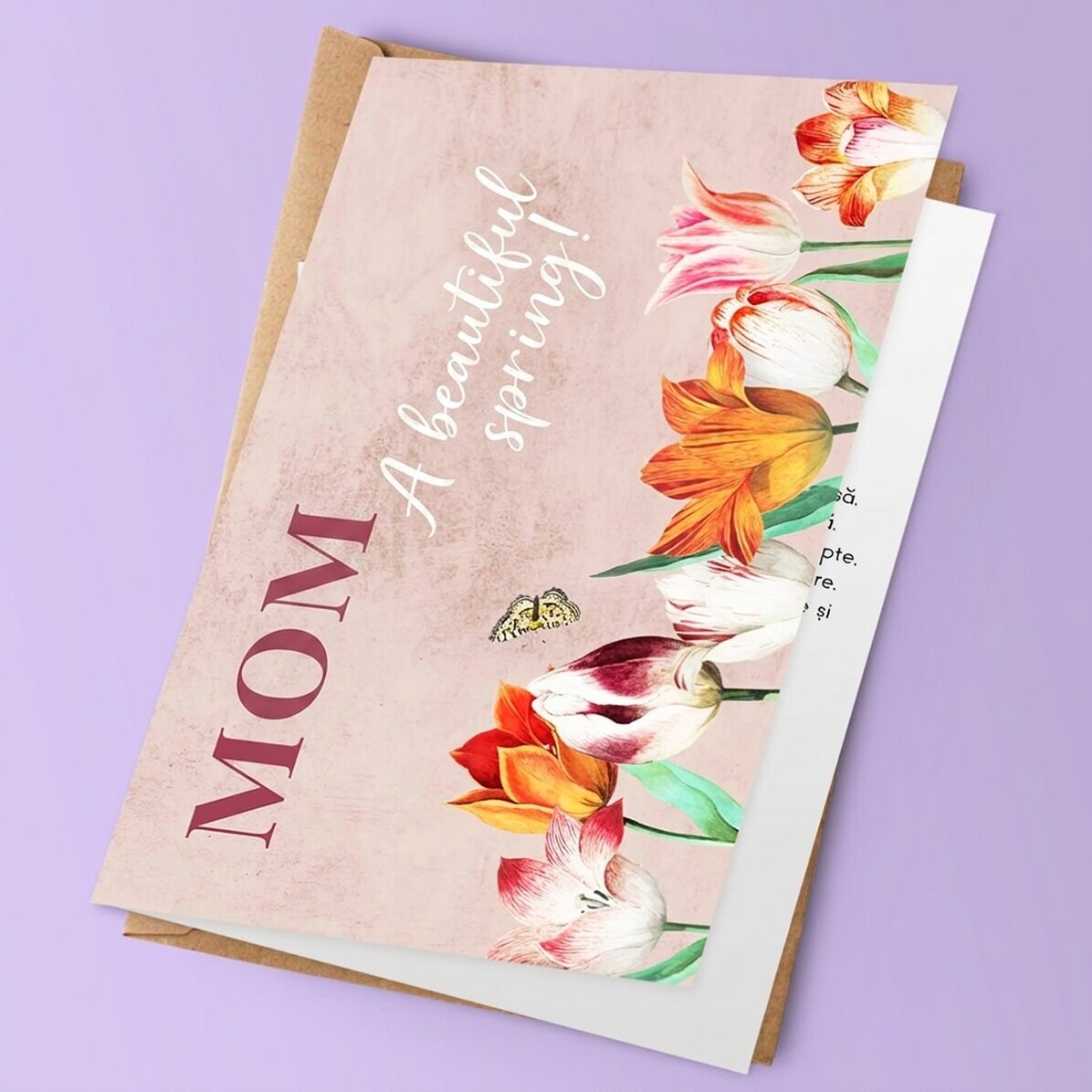 Gepersonaliseerde wenskaart met tekst - Tulips