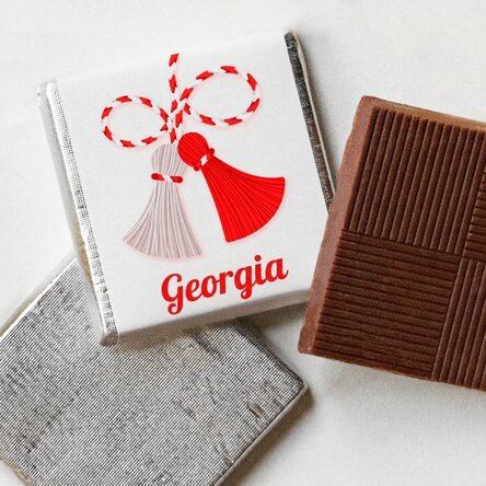 Gepersonaliseerde mini-chocolade met een lief berichtje