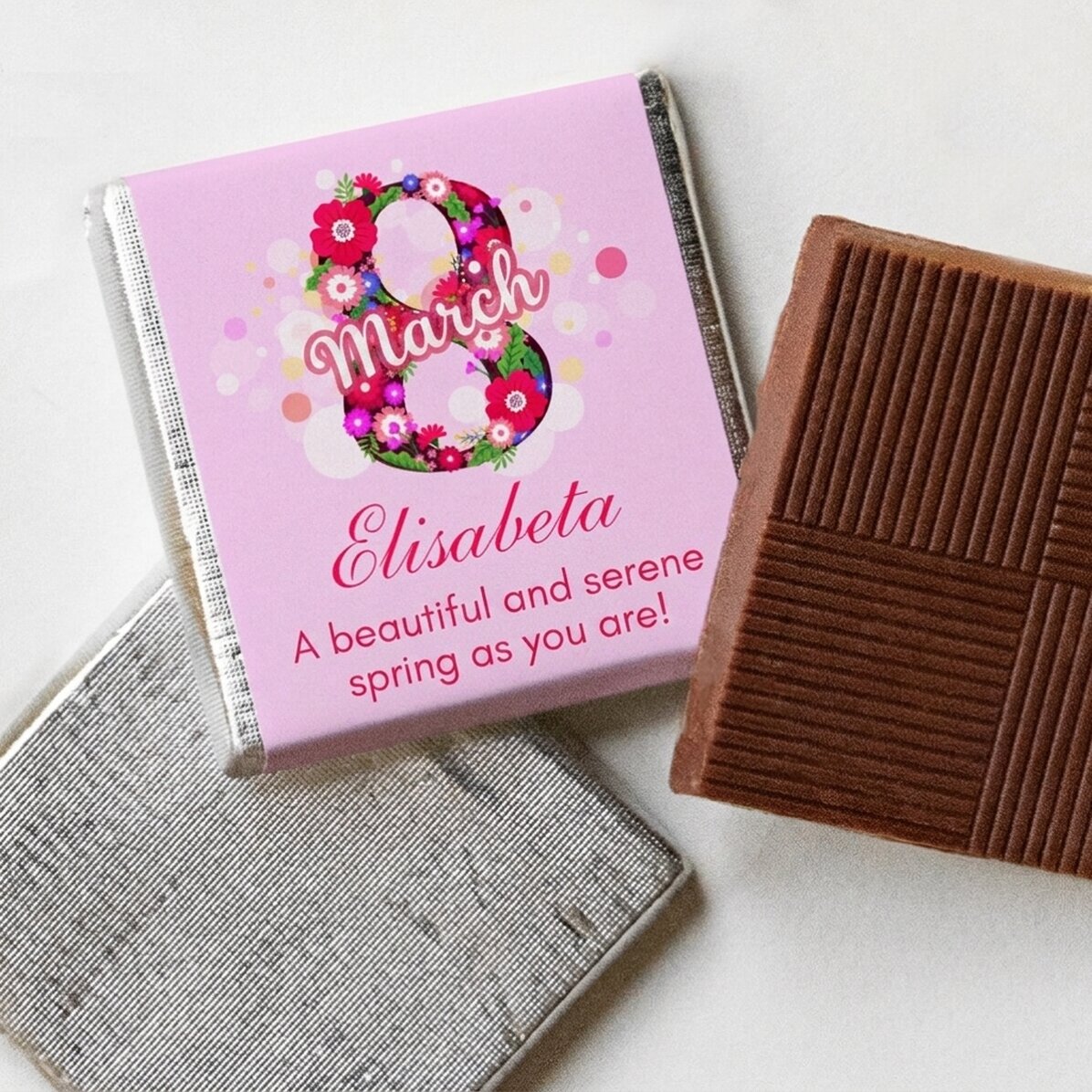 Gepersonaliseerde mini-chocolade met boodschap - 8 maart
