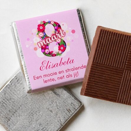 Gepersonaliseerde mini-chocolade met boodschap - 8 maart