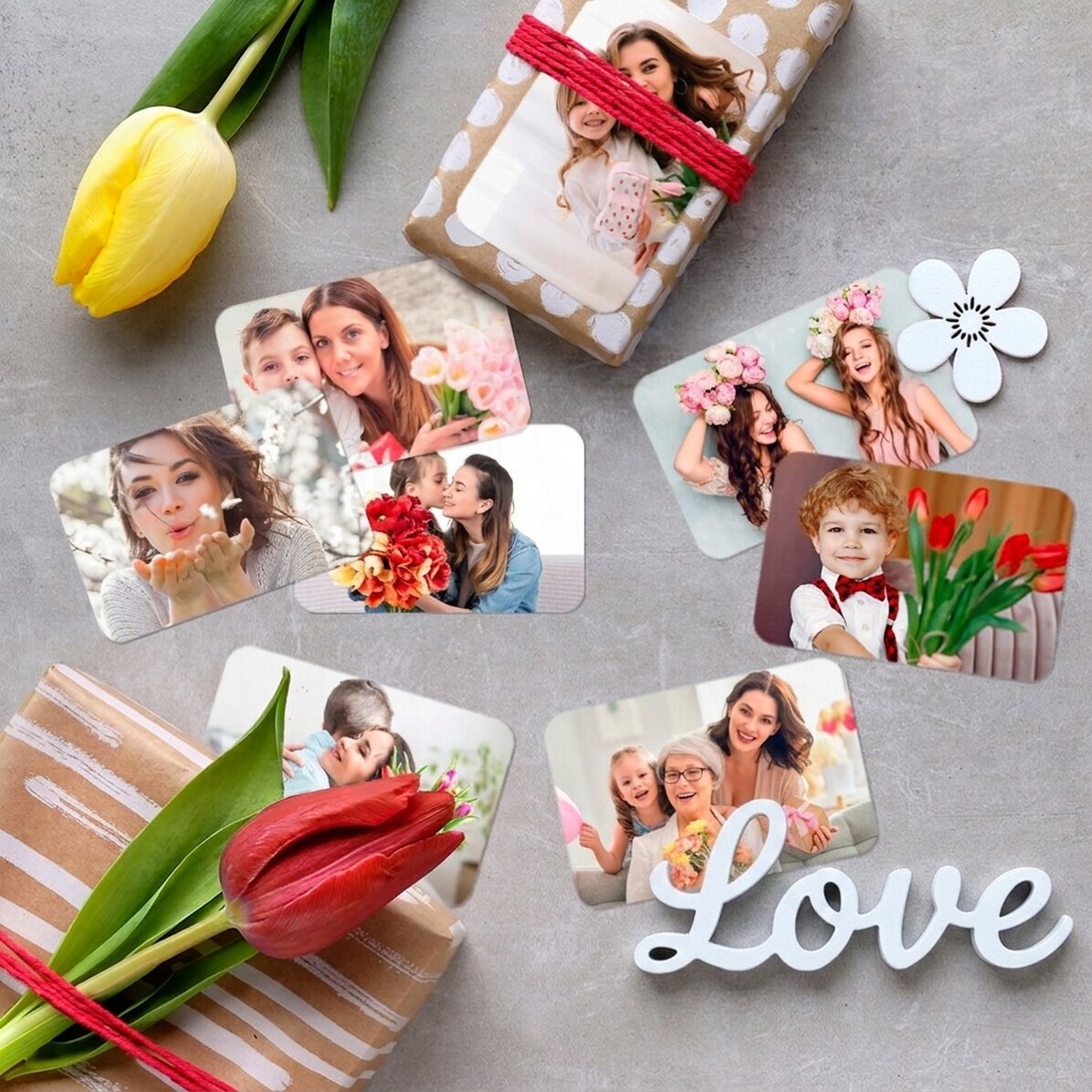 Set van 8 gepersonaliseerde stickers (zelfklevende etiketten) met foto