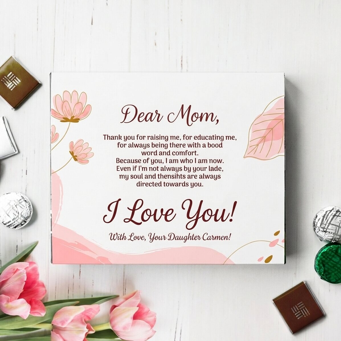 Snoepdoos met gepersonaliseerde tekst - Lieve mama!