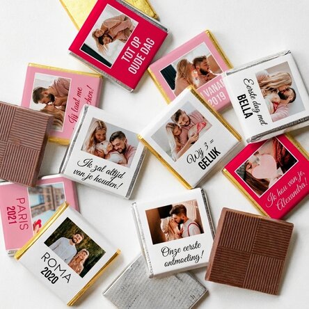 Set van 10 gepersonaliseerde minichocolade met foto