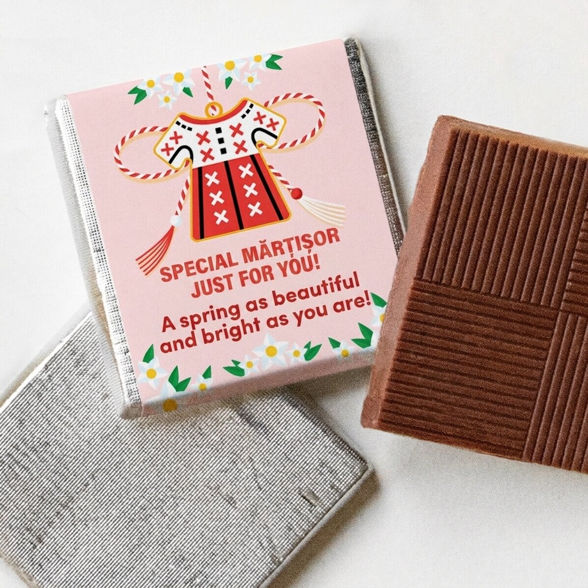 Gepersonaliseerde mini-chocolade met een traditionele boodschap