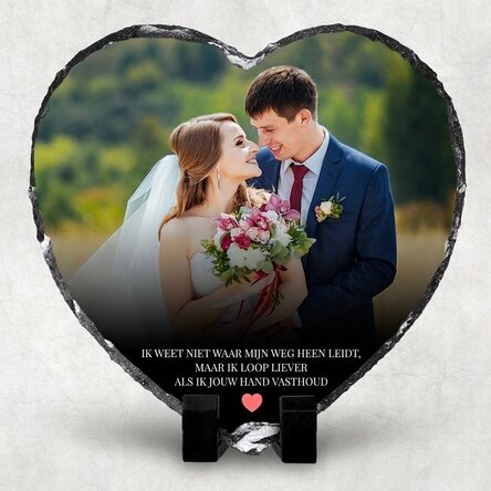 Op maat gemaakte hartvormige leisteen met een boodschap en een foto - Heart