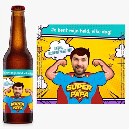 Gepersonaliseerd bier met foto en tekst - Super papa