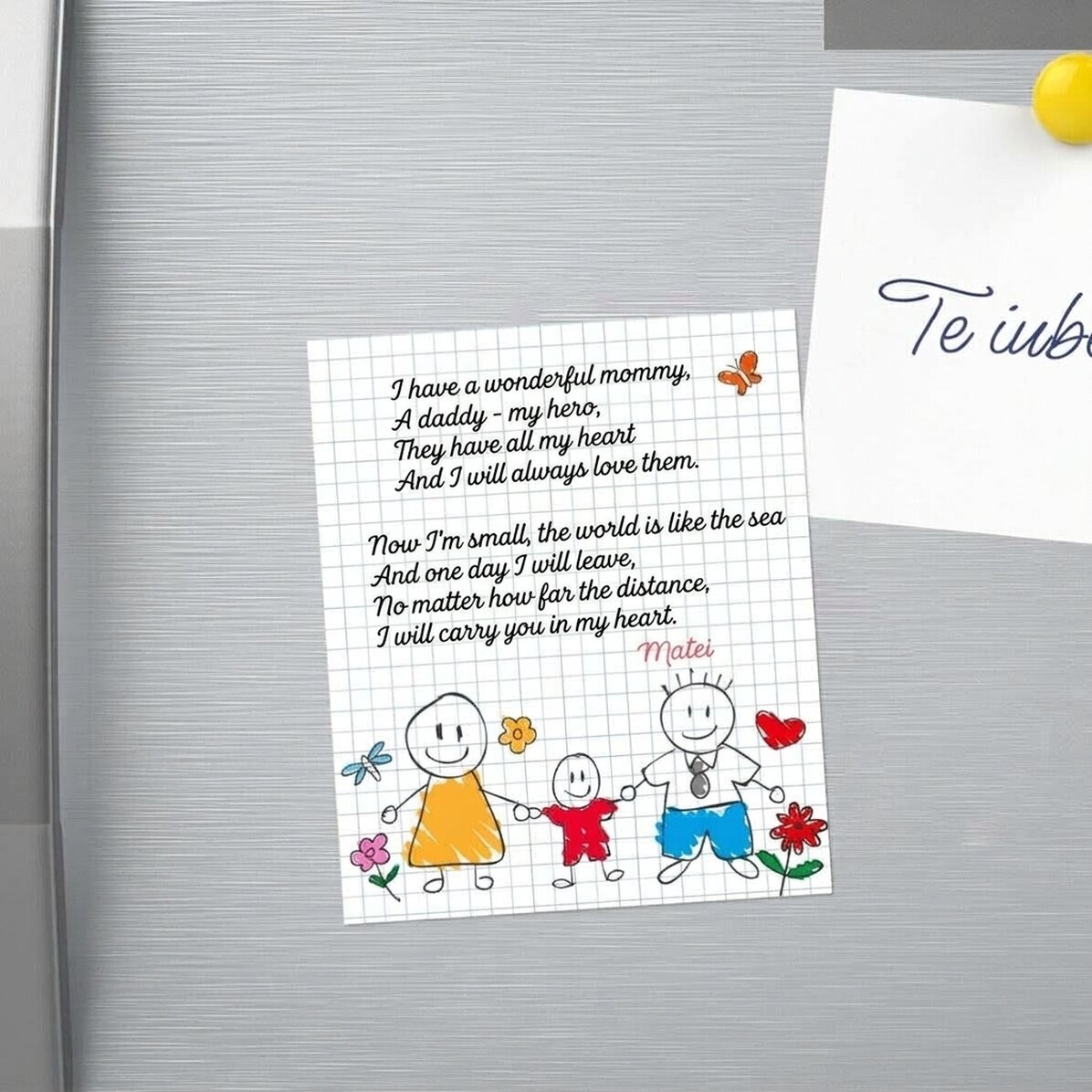 Gepersonaliseerde magneet van 10 x 12 cm met een gedicht voor ouders – Jongetje