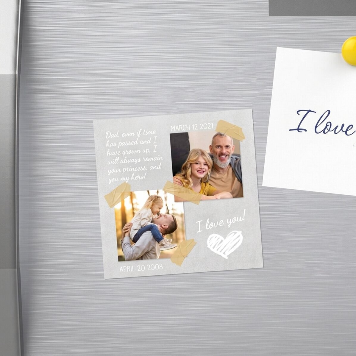 Gepersonaliseerde magneet van 10x10 met 2 foto