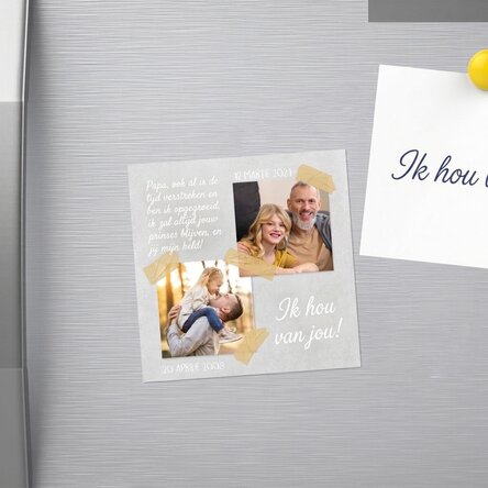 Gepersonaliseerde magneet van 10x10 met 2 foto