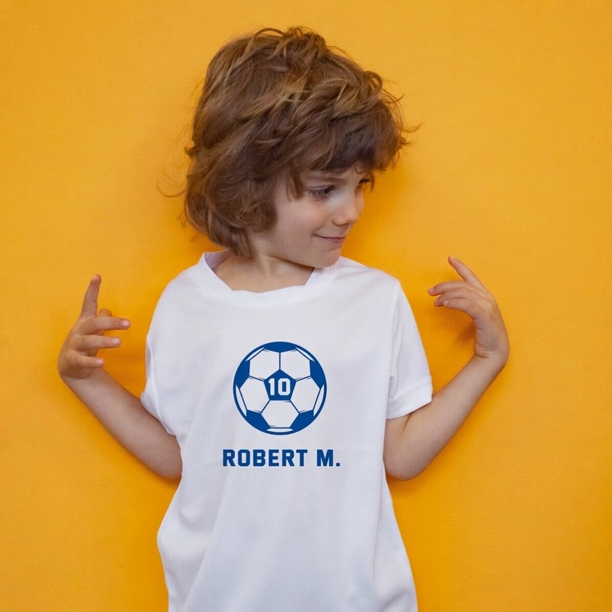Sportshirt voor kinderen, gepersonaliseerd met tekst - Voetbal