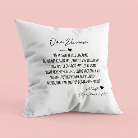 Gepersonaliseerd kussen met een boodschap voor je dierbaren