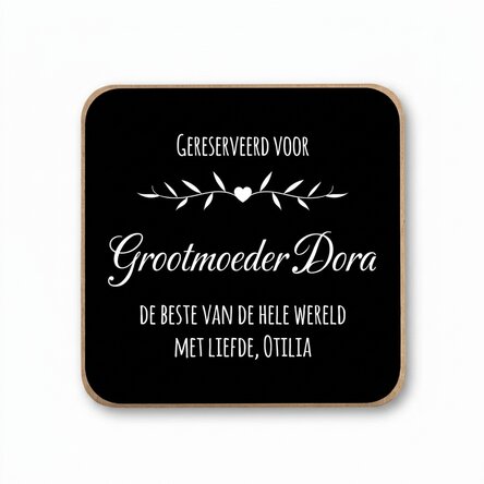 Glashouder met gepersonaliseerde tekst - Gereserveerd