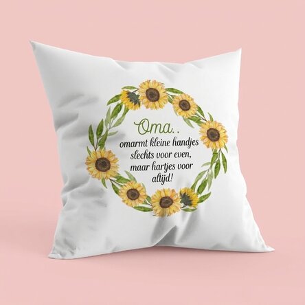 Gepersonaliseerd kussen met een boodschap voor oma