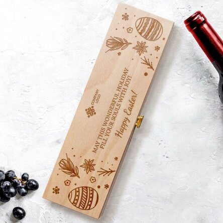 Personalised wine box with text and logo - Happy Easter