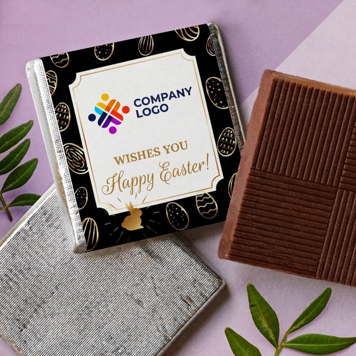 Gepersonaliseerde mini-chocolade met logo en boodschap - Paaseieren