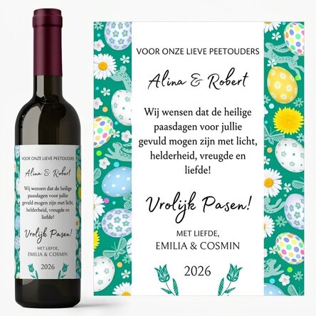 Wijn met gepersonaliseerde tekst - Paasboodschap