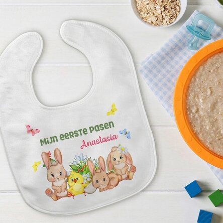 Gepersonaliseerd slabbetje met tekst - Eerste Pasen
