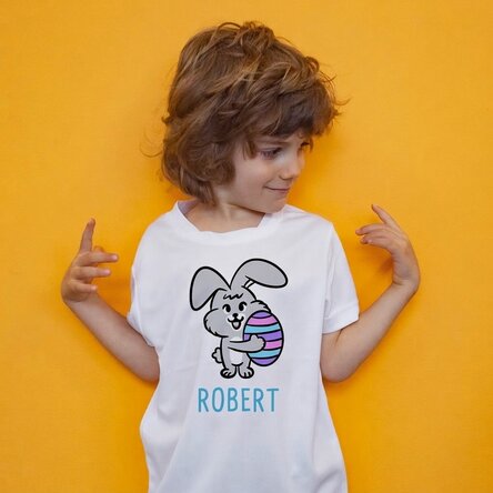 Sportshirt voor kinderen, gepersonaliseerd met naam - Konijntje