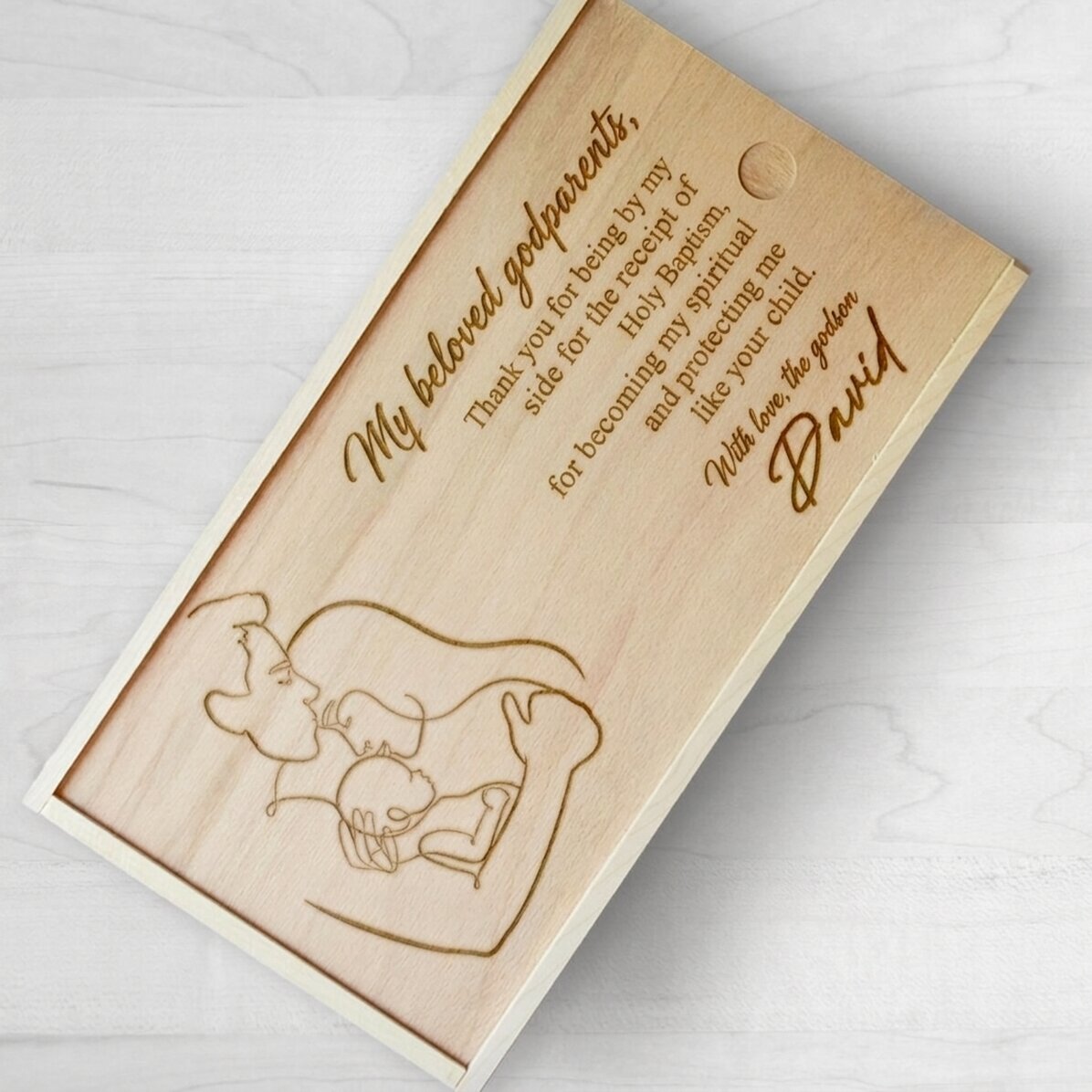 Gepersonaliseerde houten geschenkdoos - Liefdevolle peetouders