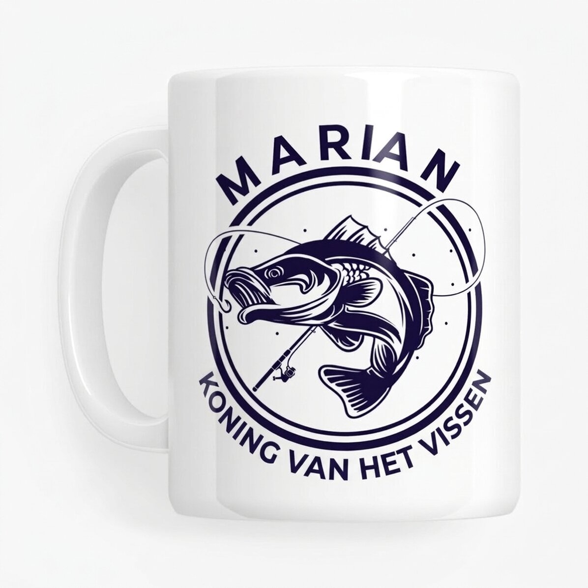 Gepersonaliseerde mok met tekst en naam - De koning van het vissen