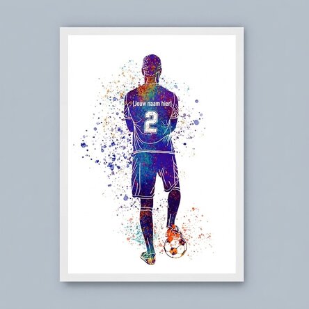 Gepersonaliseerd schilderij met je naam en spelersnummer - Voetbal
