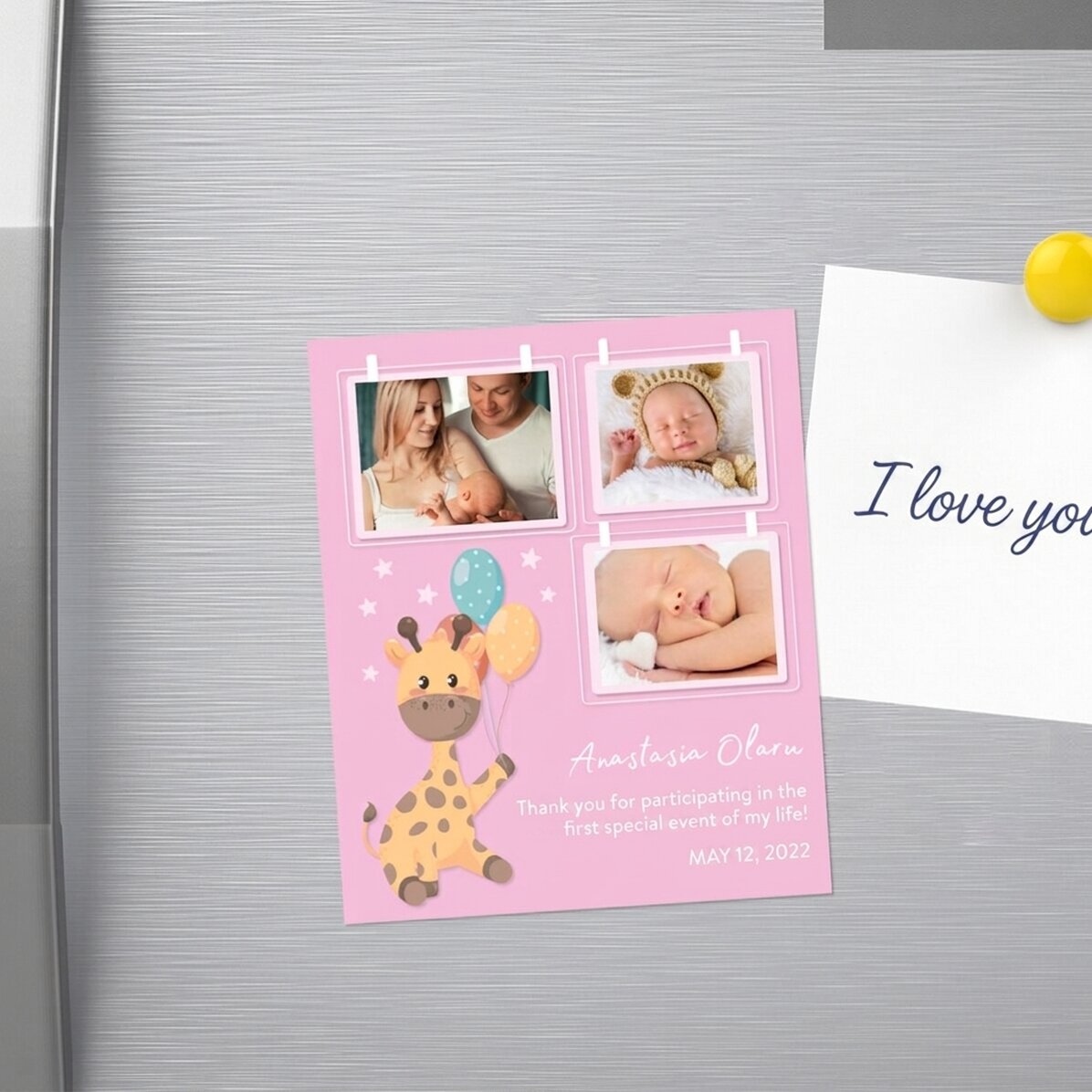 Gepersonaliseerde magneet van 10 x 12 cm met 3 foto