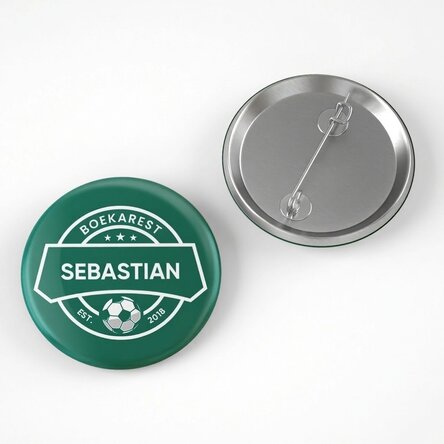 Gepersonaliseerde button met tekst - Voetbal