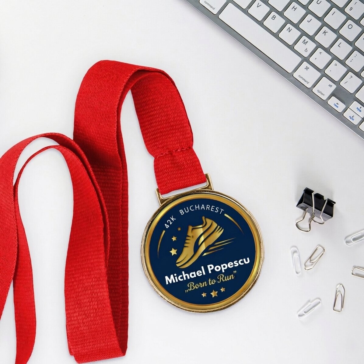 Gepersonaliseerde medaille met tekst voor hardlopers