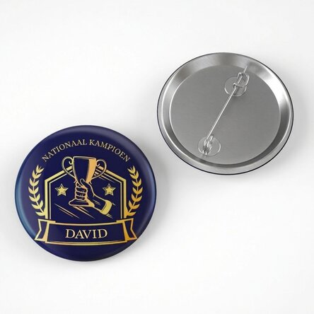 Gepersonaliseerde button met tekst voor kampioenen