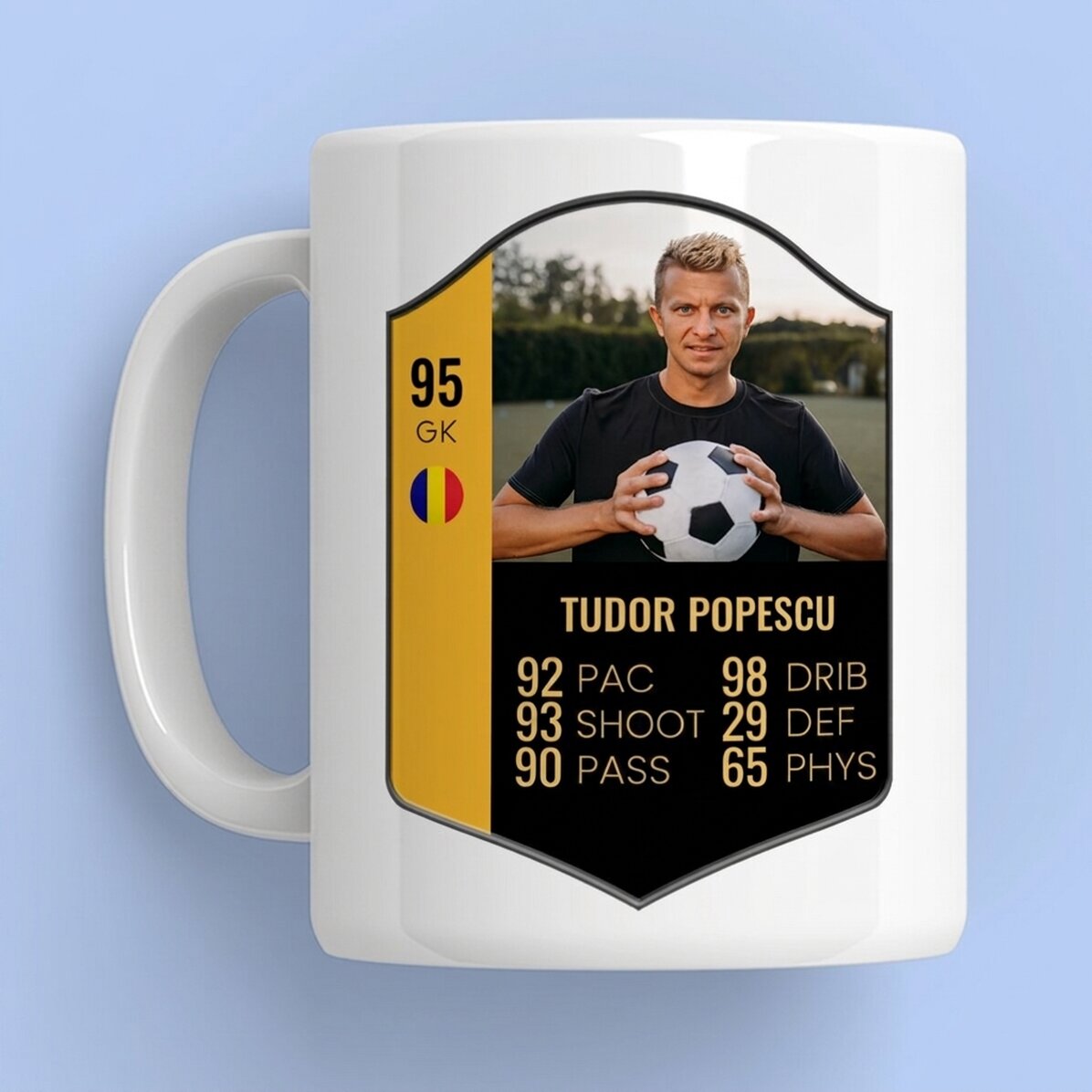 Gepersonaliseerde mok met foto en tekst - FIFA-kaart