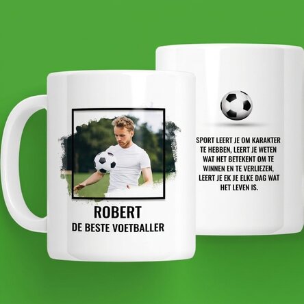 Gepersonaliseerde mok met foto en tekst - VOETBAL