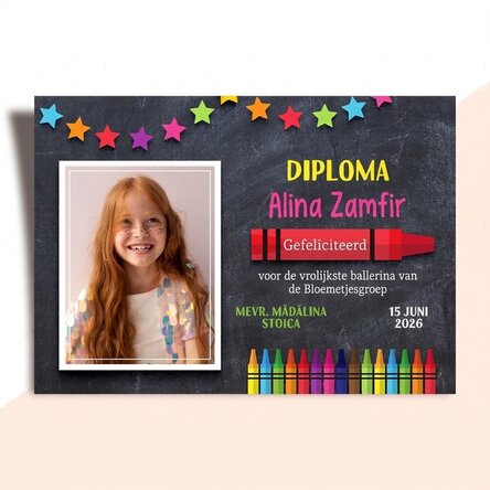 Gepersonaliseerd diploma met tekst en foto voor de kleintjes
