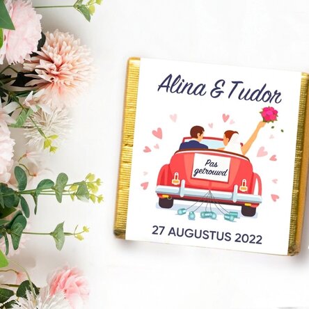 Gepersonaliseerd mini-chocolade-aandenken met tekst - Just married