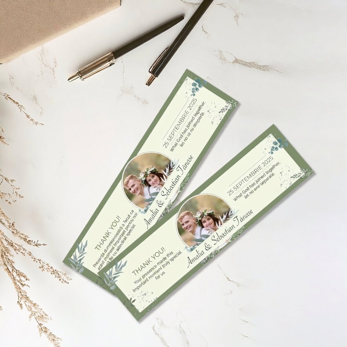Gepersonaliseerde bladwijzer met foto en boodschap