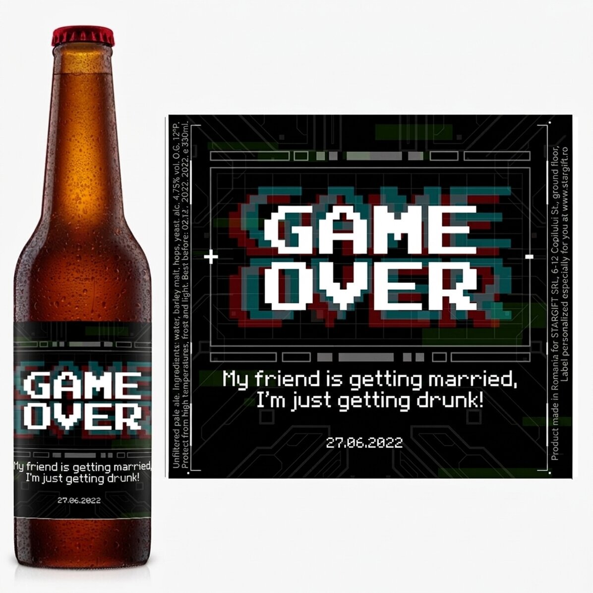 Bier met gepersonaliseerde tekst - Game Over